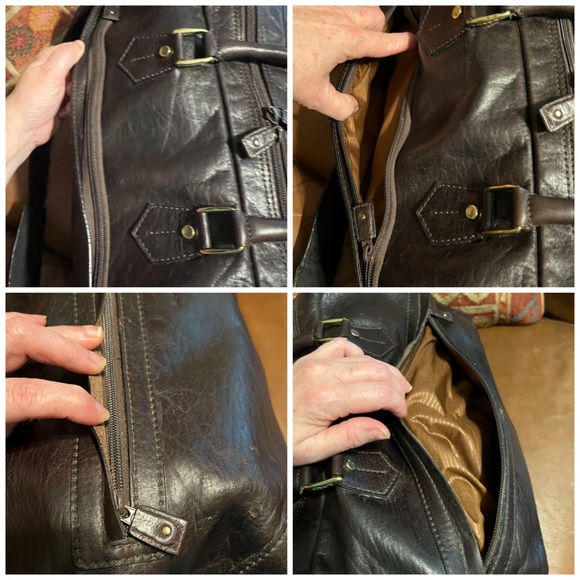 LAND Leather Large Bag Overnight Travel Duffel - Picture 9 of 14